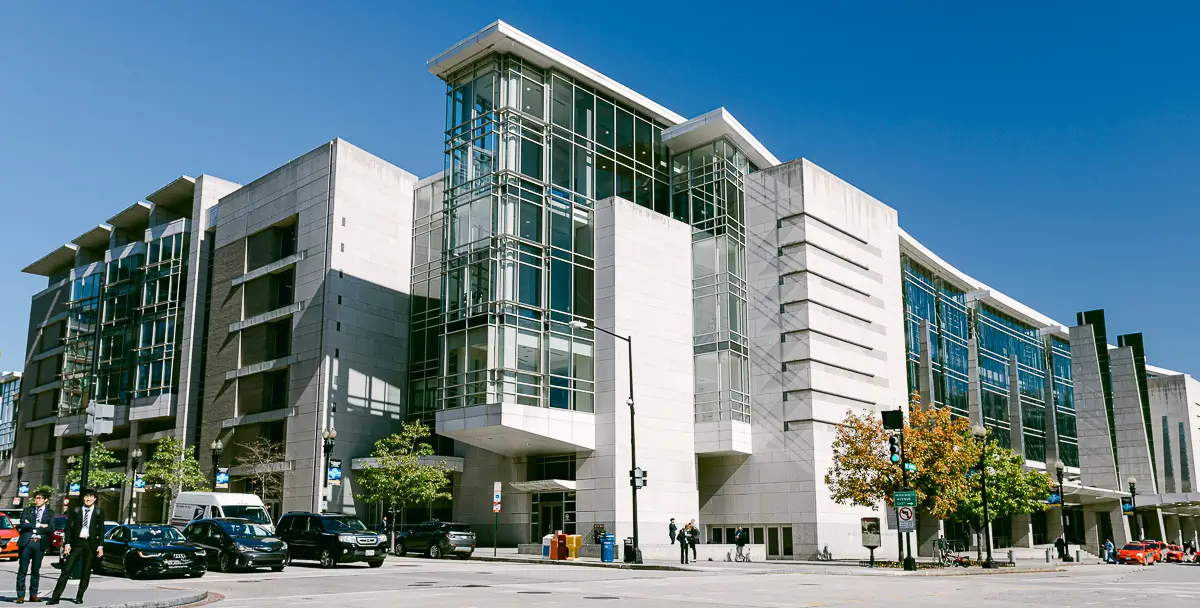 Exterior of the Walter E. Washington Convention Center in Washington DC for large corporate conferences
