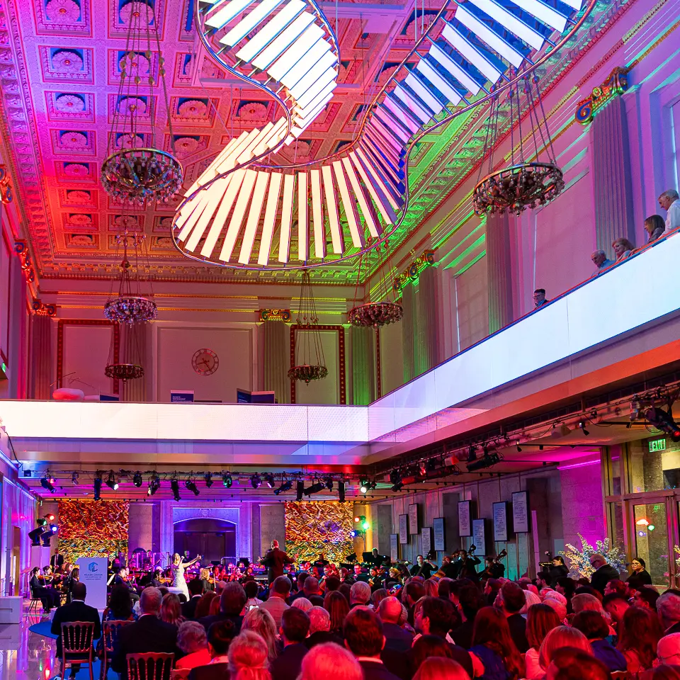 American Dream Orchestra orchestra performance wide view at the Milken Institute inauguration gala in Washington, DC