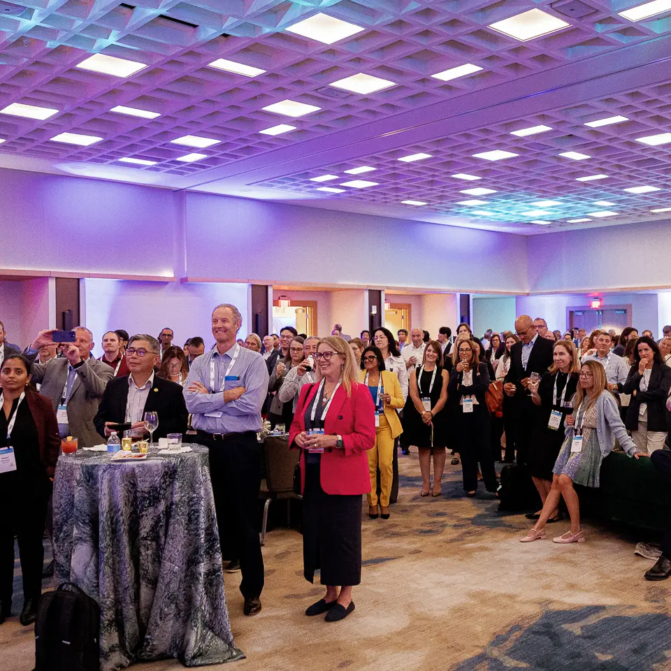 Standing reception with attendees networking at the FDA-PDA Annual Conference