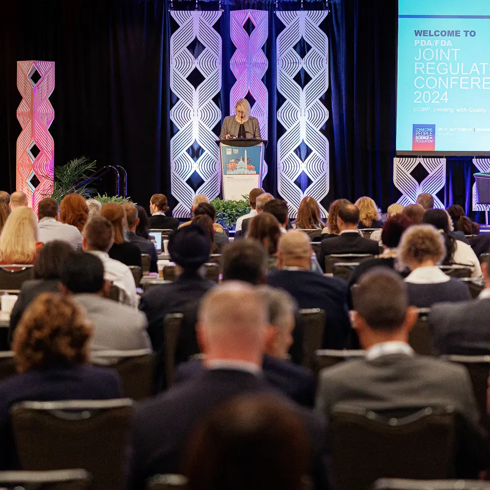 Welcome session audience and stage at the FDA-PDA Annual Conference in Washington, DC