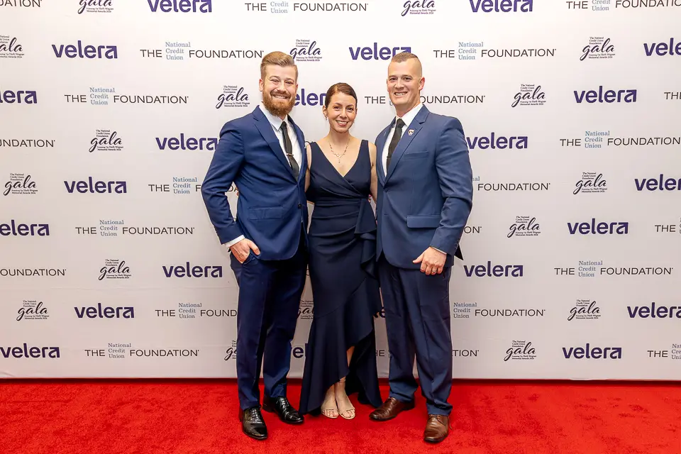 Guests posing for a red carpet group portrait in front of Velera and Foundation branding at the Herb Wegner Awards 2026.