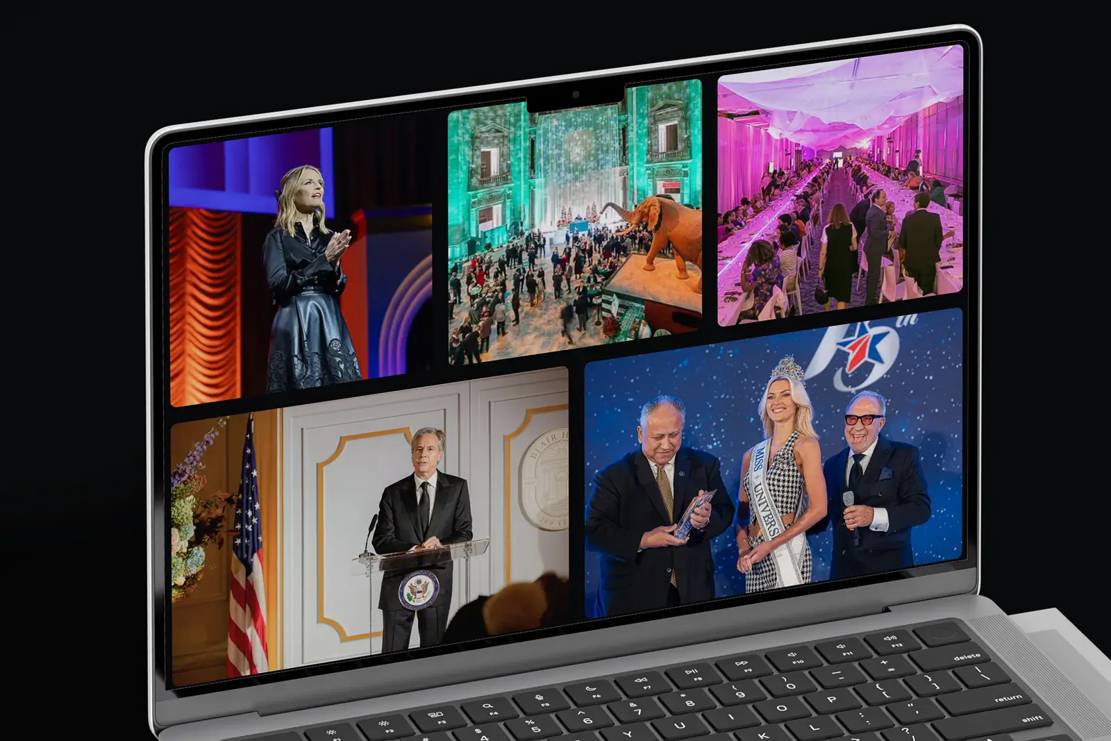 Laptop displaying a curated gallery of corporate event photography captured by District Pixel in Washington DC