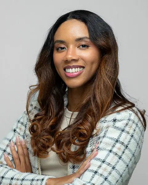 Professional corporate headshot of a woman photographed in studio in Washington DC by District Pixel